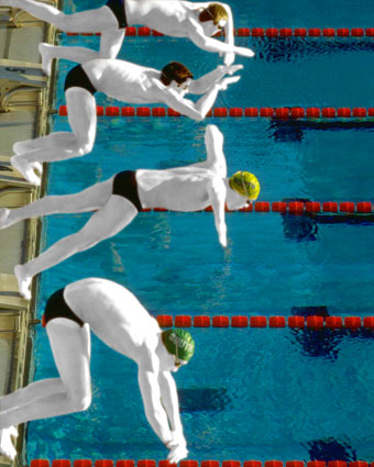 Vier Schwimmer beim Start